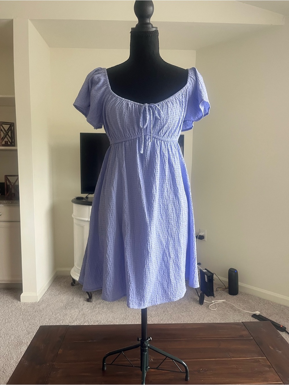 All in Favor Lavender Puff Sleeve Mini Dress
